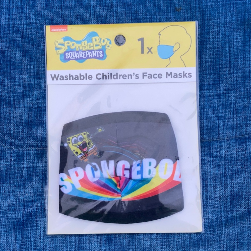 Kid’s Sponge Bob SquarePants face mask hospital Washable Nickelodeon Rainbow lgb